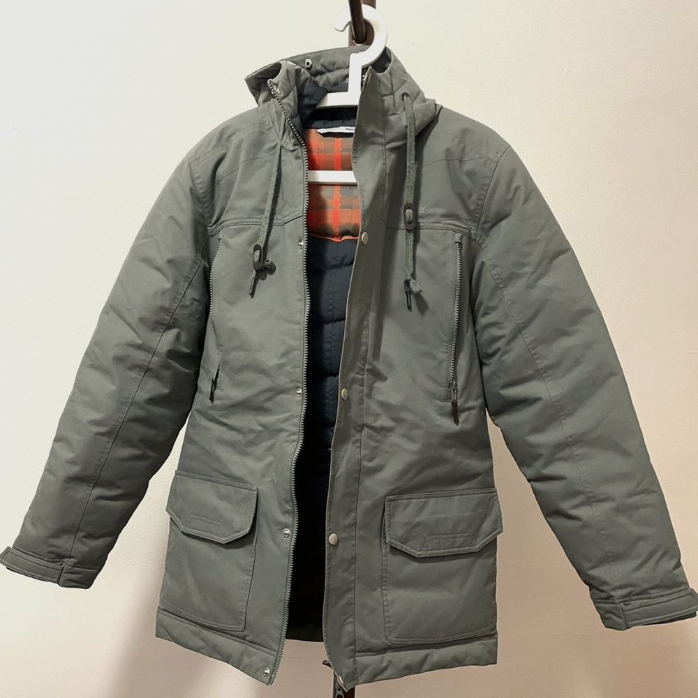Reebok down parka jacket hooded winter coat men gray grey small